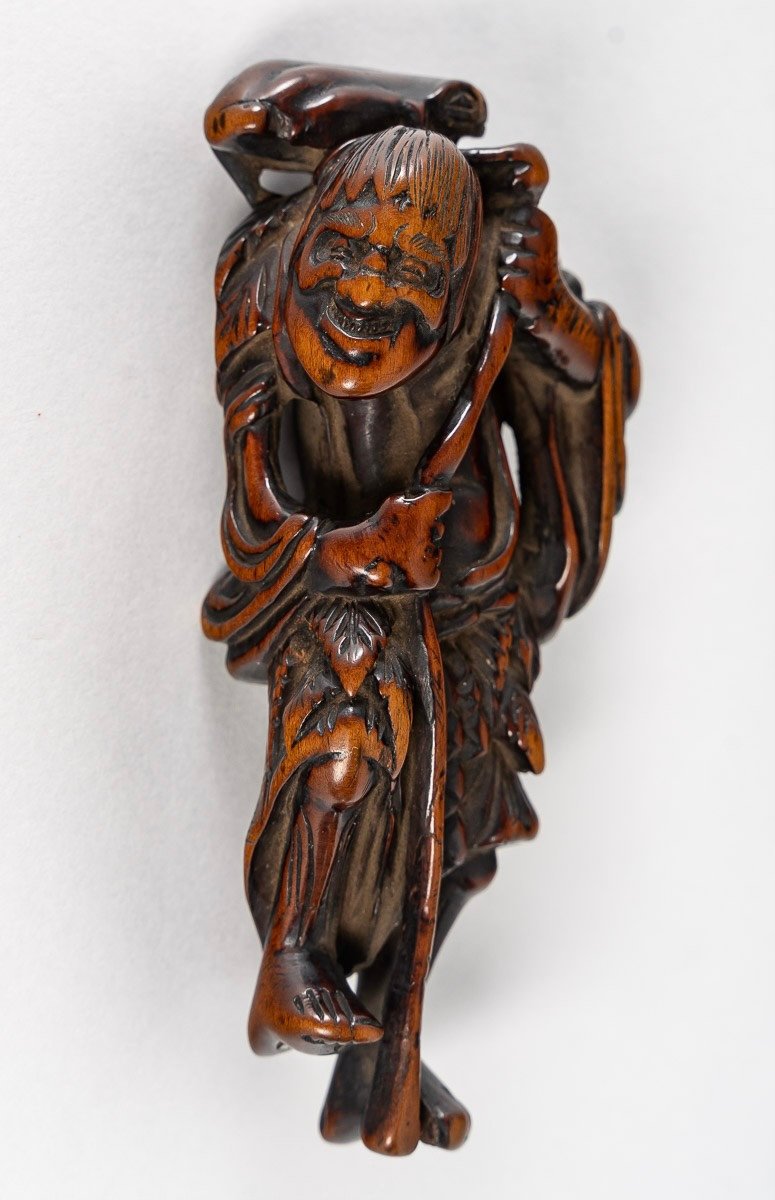 Netsuke En Buis d'Un Gama Sennin Par Gyokkei 19ème Siècle-photo-2