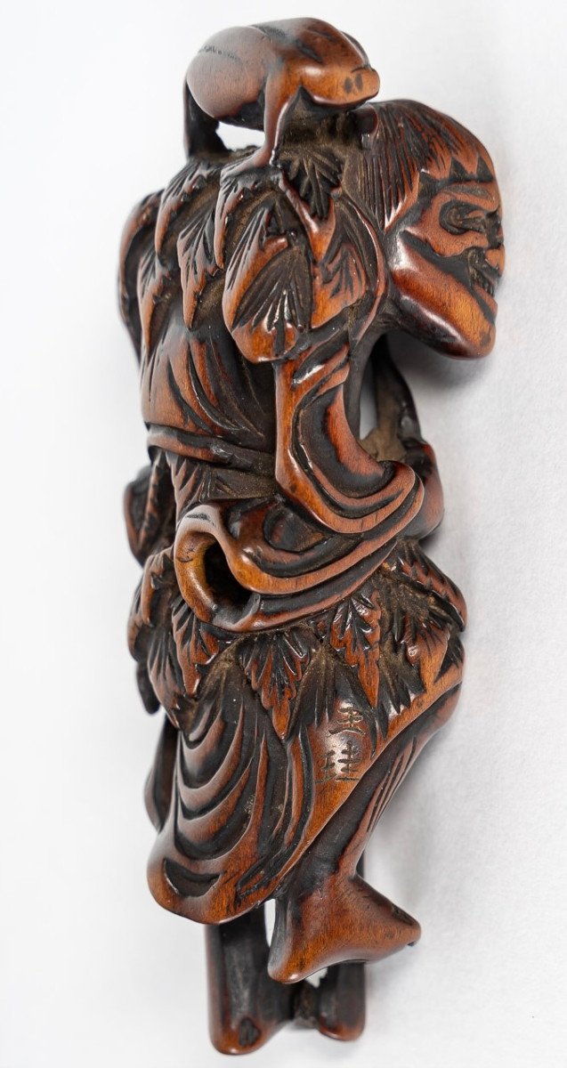 Netsuke En Buis d'Un Gama Sennin Par Gyokkei 19ème Siècle-photo-1