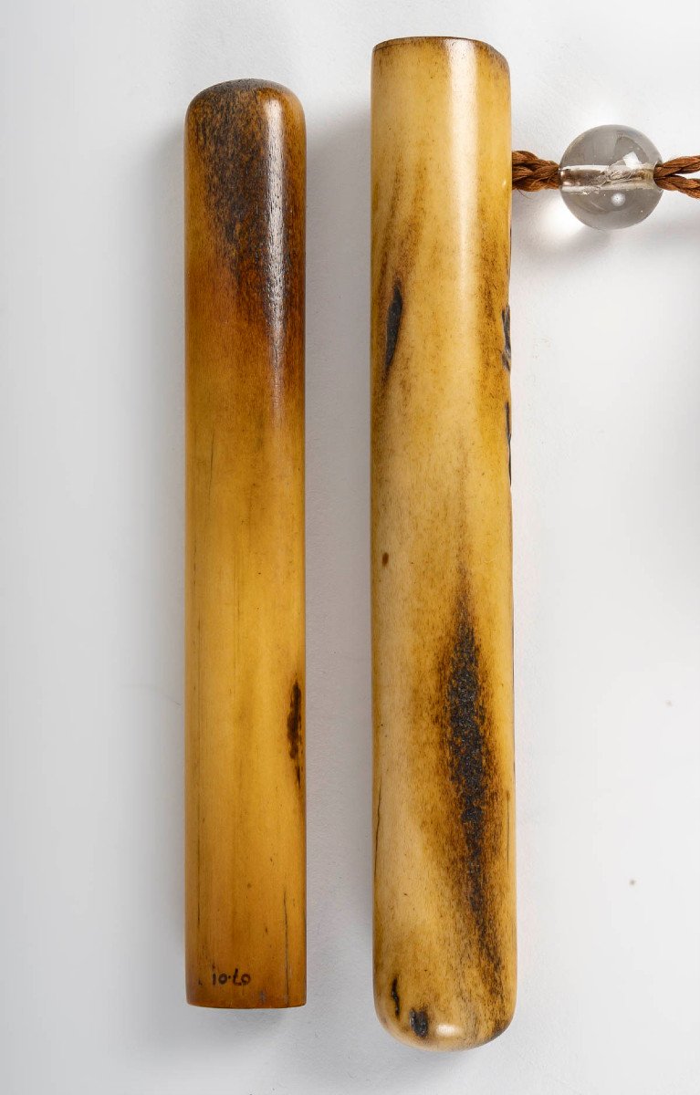 Japan. Kiseruzutsu Pipe Case In Deer Horn And Tonkotsu-photo-4