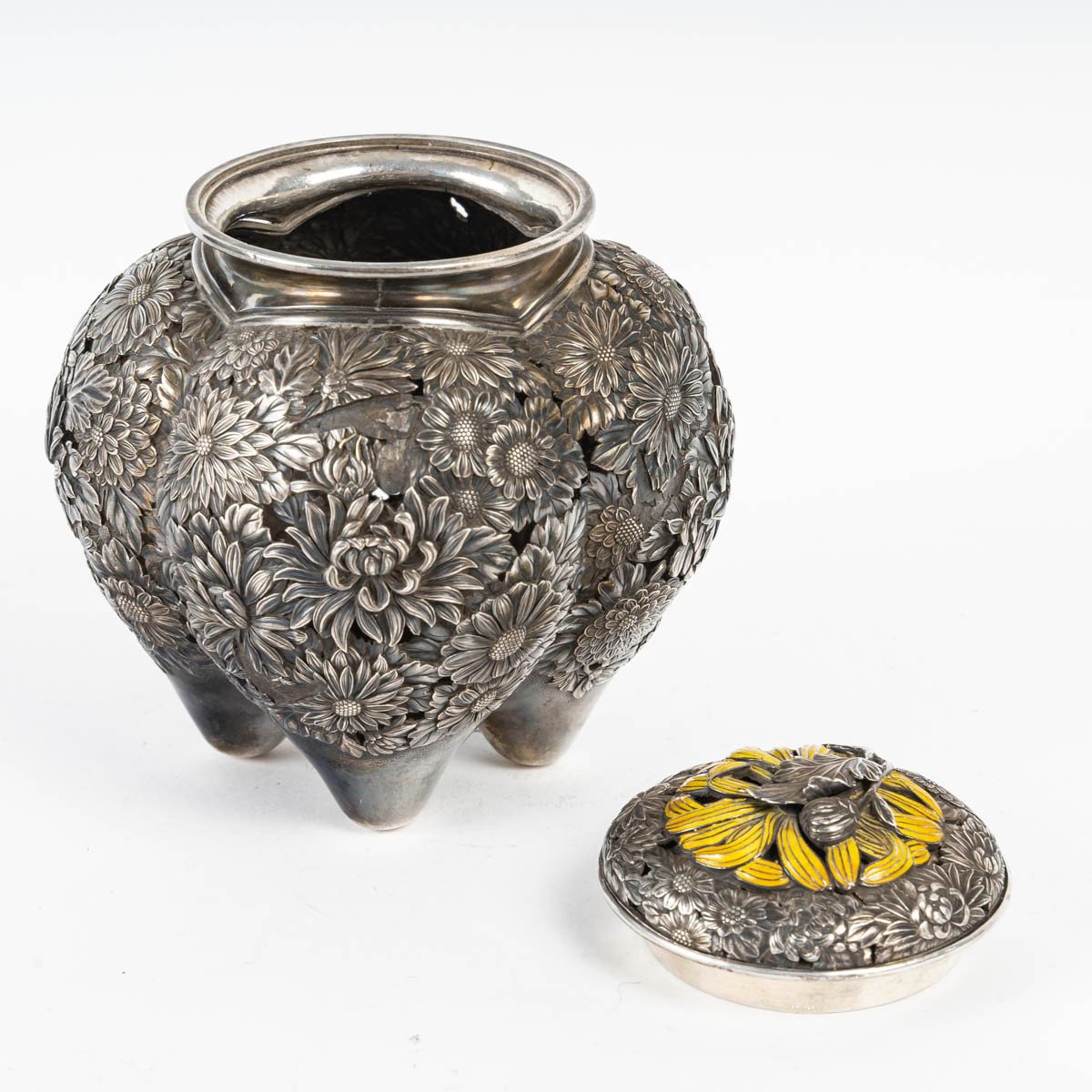 Japanese Silver Incense Burner-photo-3