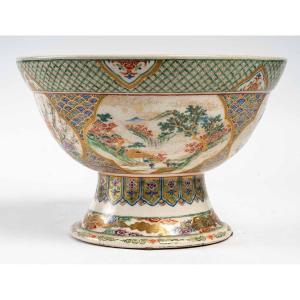 Large Japanese Cup On Pied-douche. Kyoto 19th Century