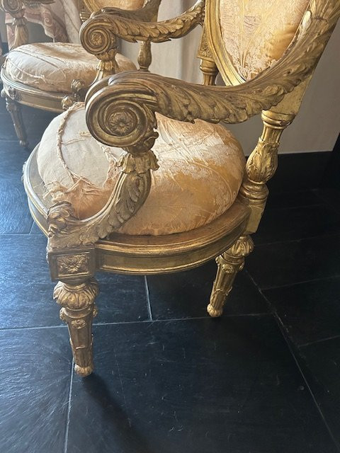 Pair Of Gilded Wooden Armchairs Genoa-photo-3