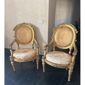 Paire De Fauteuils Genes