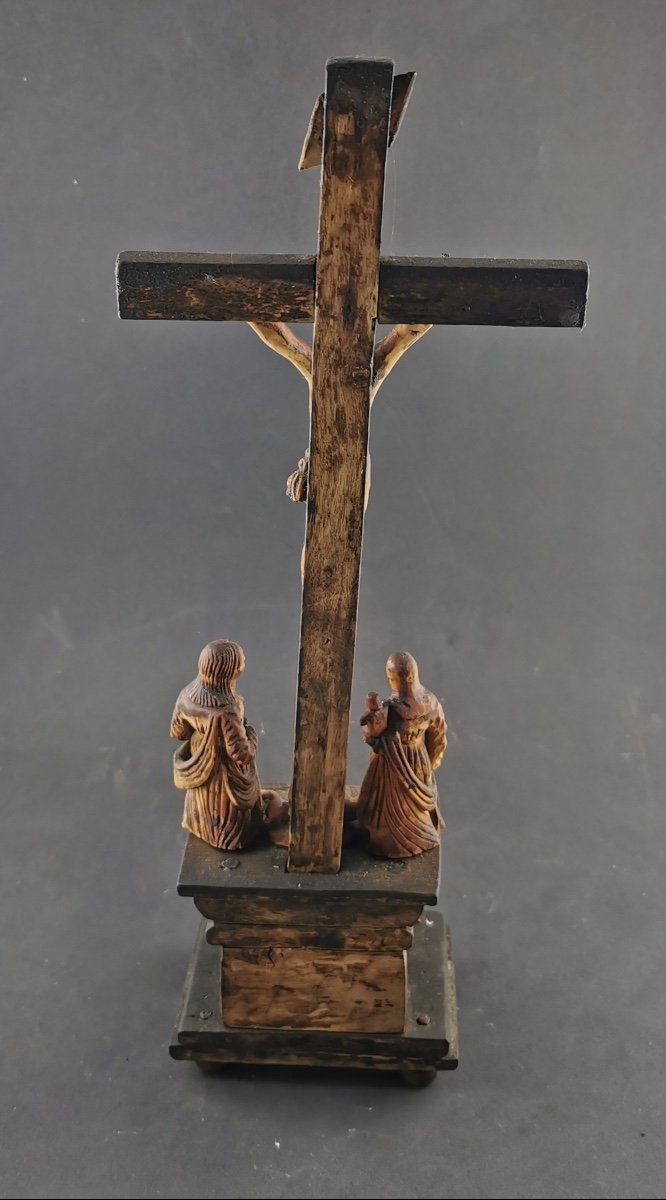 Small Calvary In Carved Wood Folk Art-photo-4