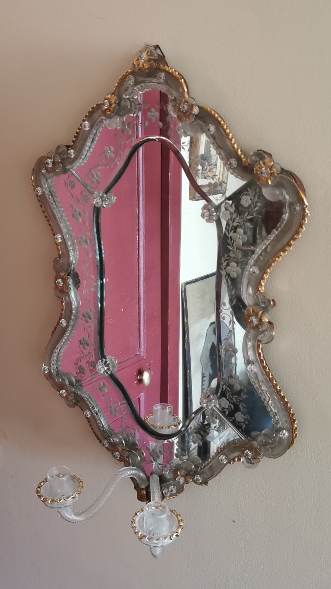 Venetian Murano Mirror With Arms Of Light-photo-2