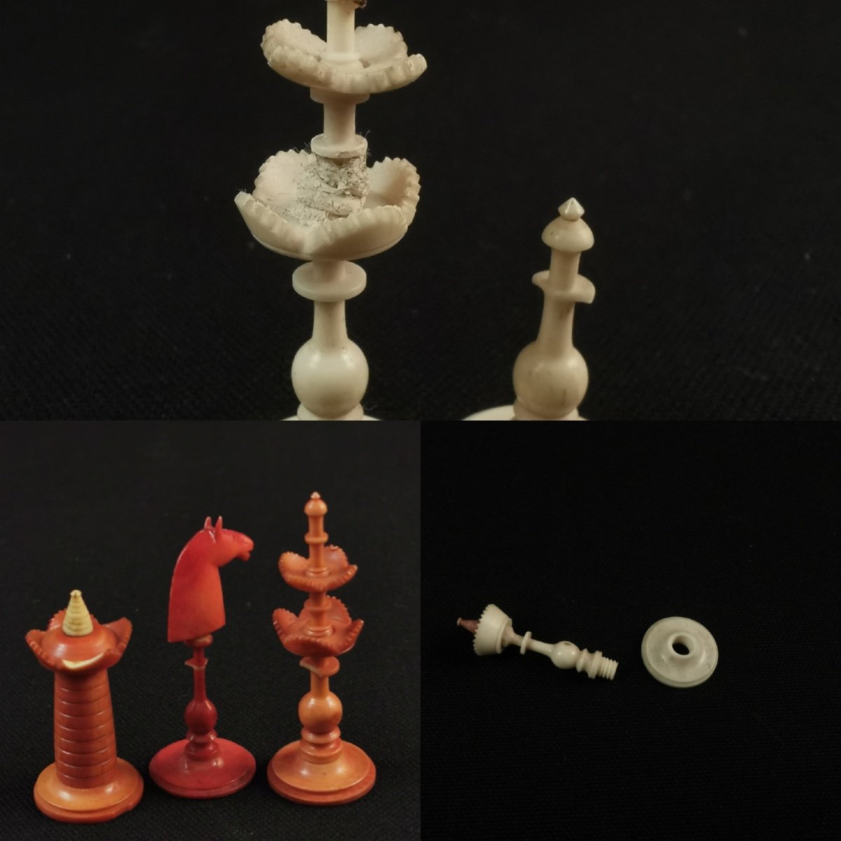 Travel Chess Game In Turned Bone Late 18th Century-photo-8