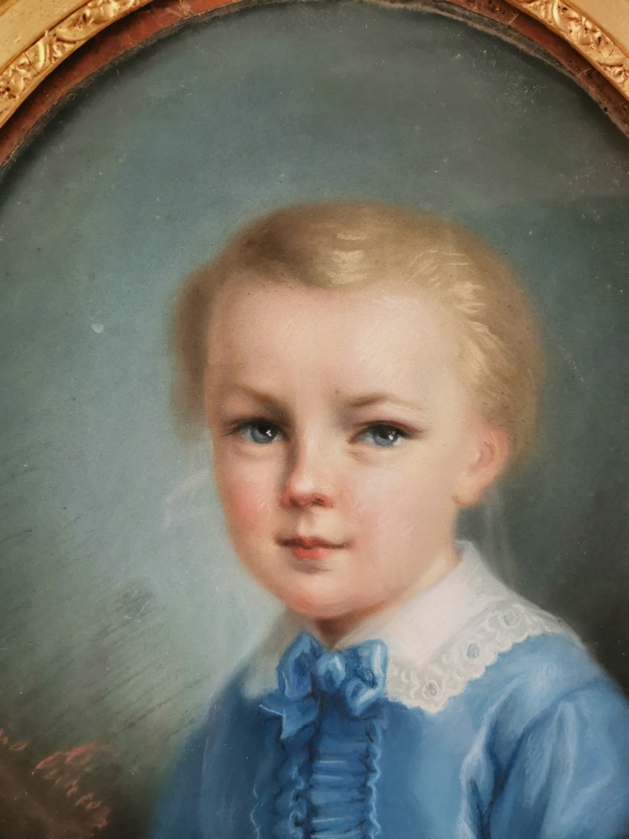 Jeune Garçon ,pastel En Médaillon Style Louis XVI-photo-2