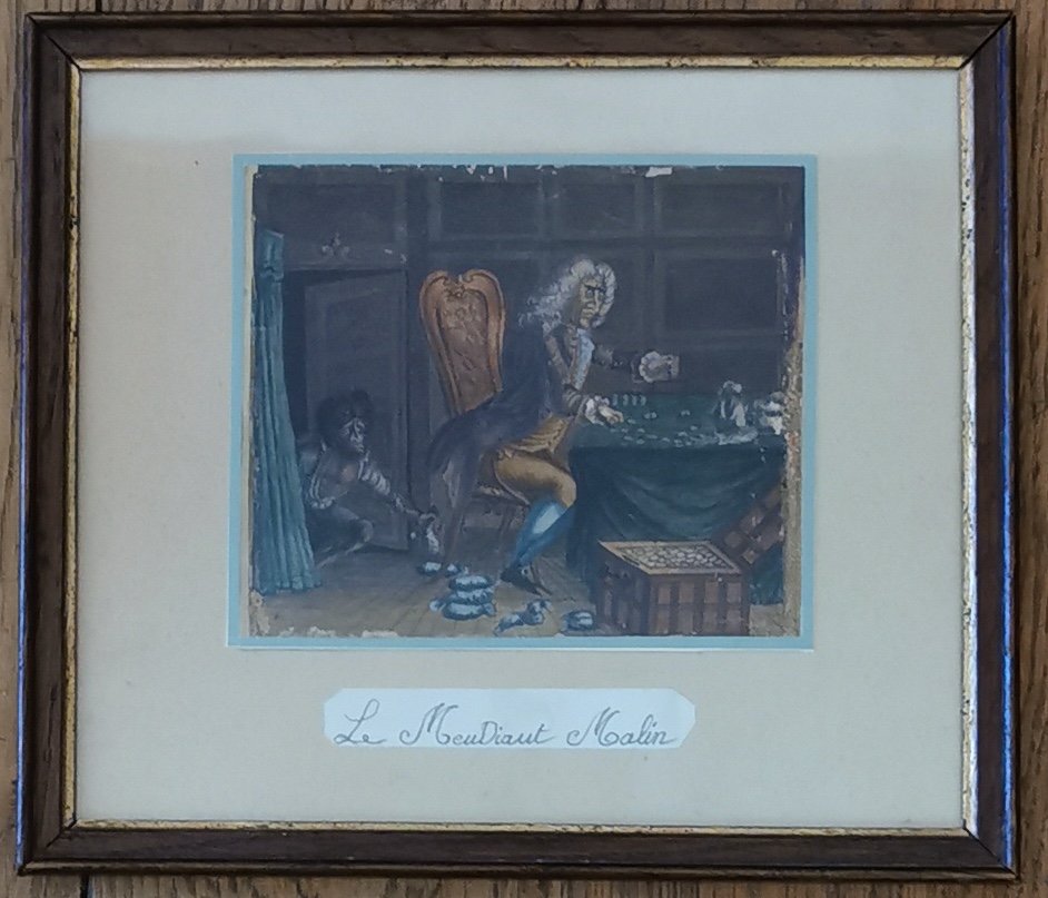 The Clever Beggar Watercolor Gouache 19th Century