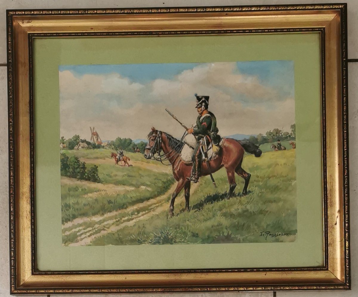 Chasseur A Cheval 1er Empire, Aquarelle De L Rousselot