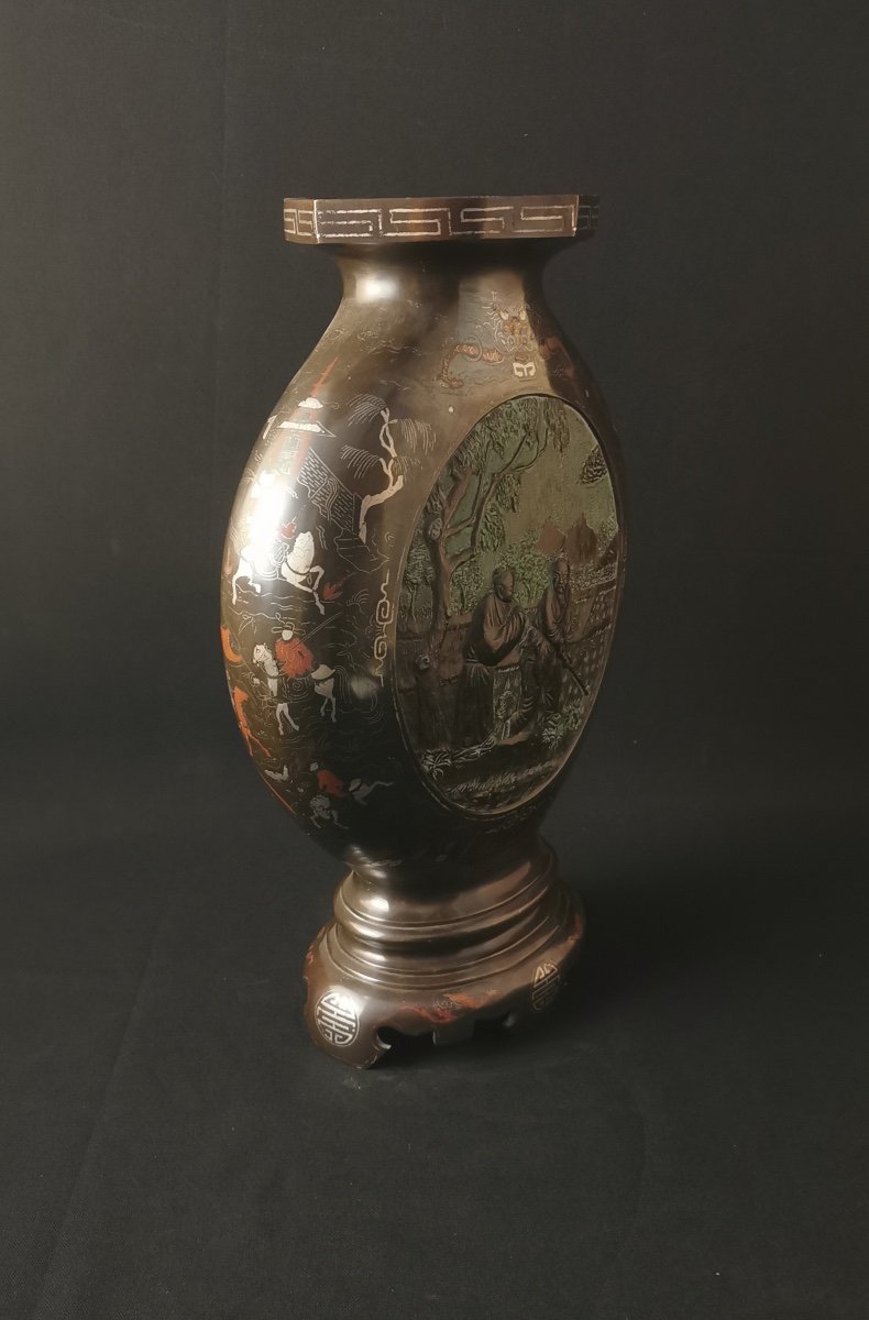 Grand Vase Gourde En Bronze, Vietnam 44 Cm-photo-3