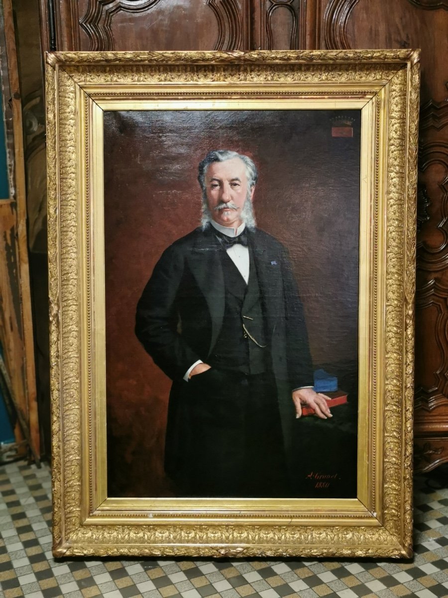 Large Framed Oil On Canvas Character 1880