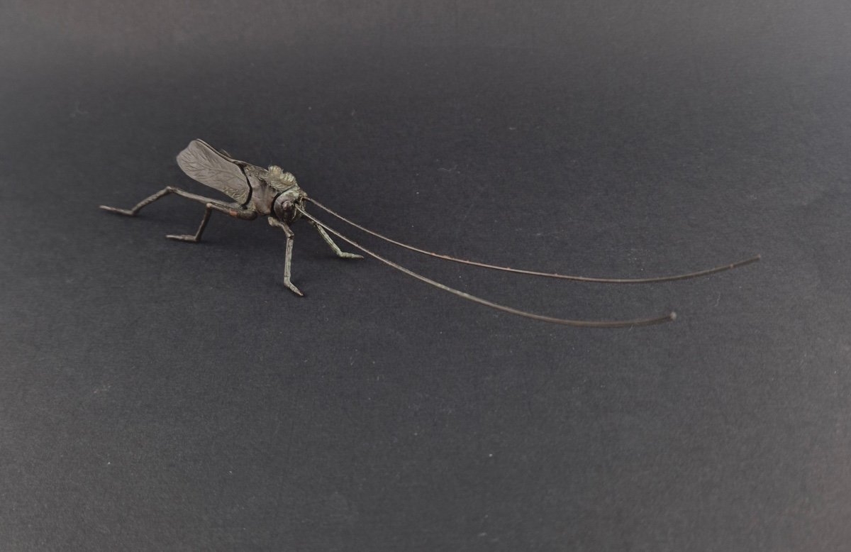 Jizai Okimono Articulated Grasshopper 20th Century-photo-2