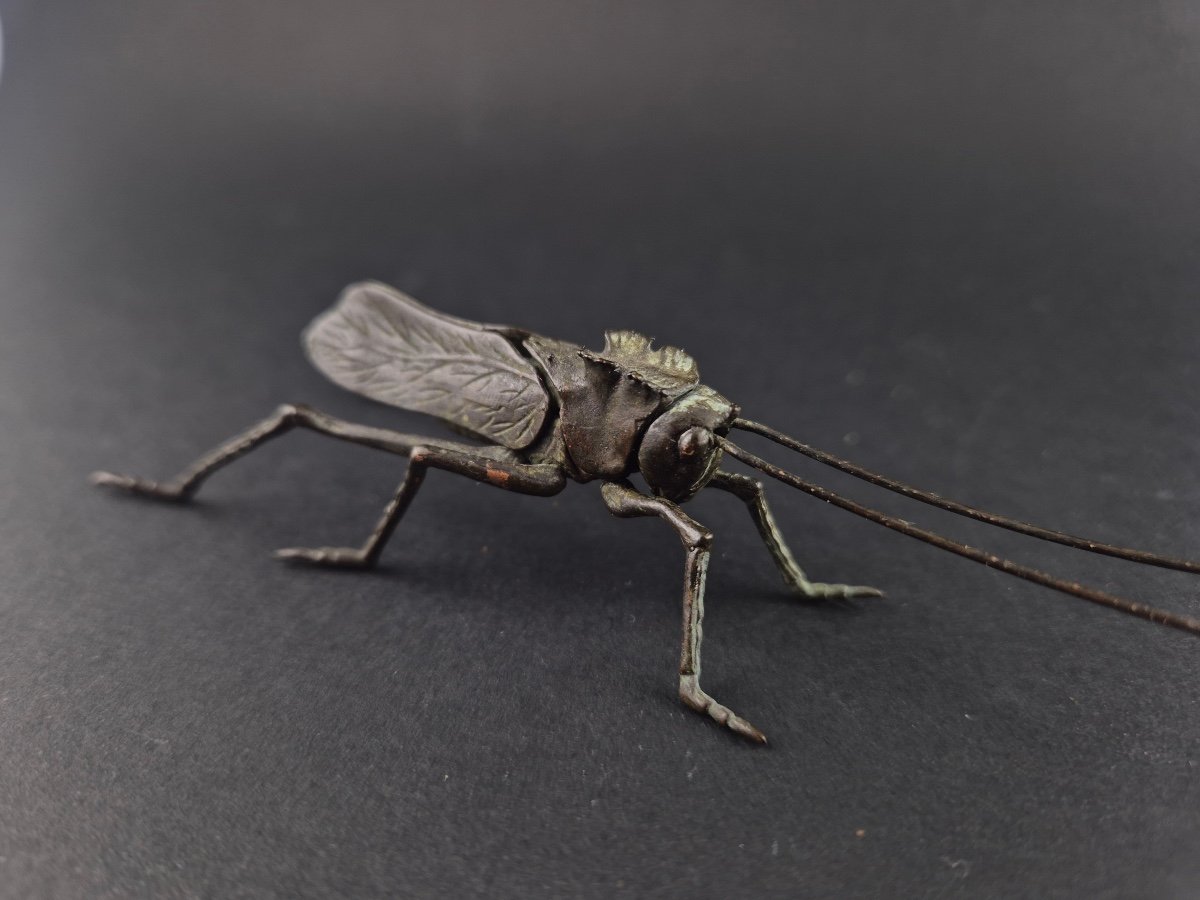 Jizai Okimono Articulated Grasshopper 20th Century-photo-4