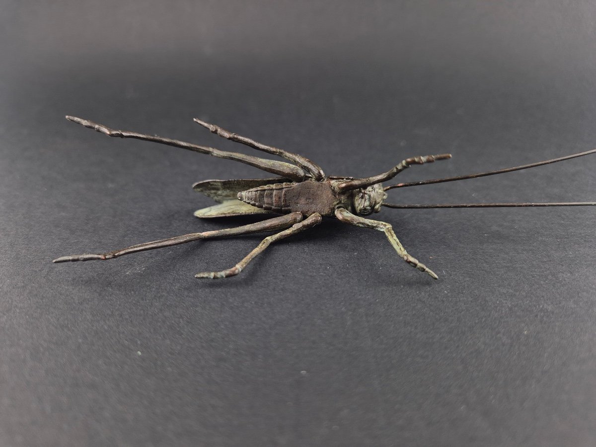 Jizai Okimono Articulated Grasshopper 20th Century-photo-3