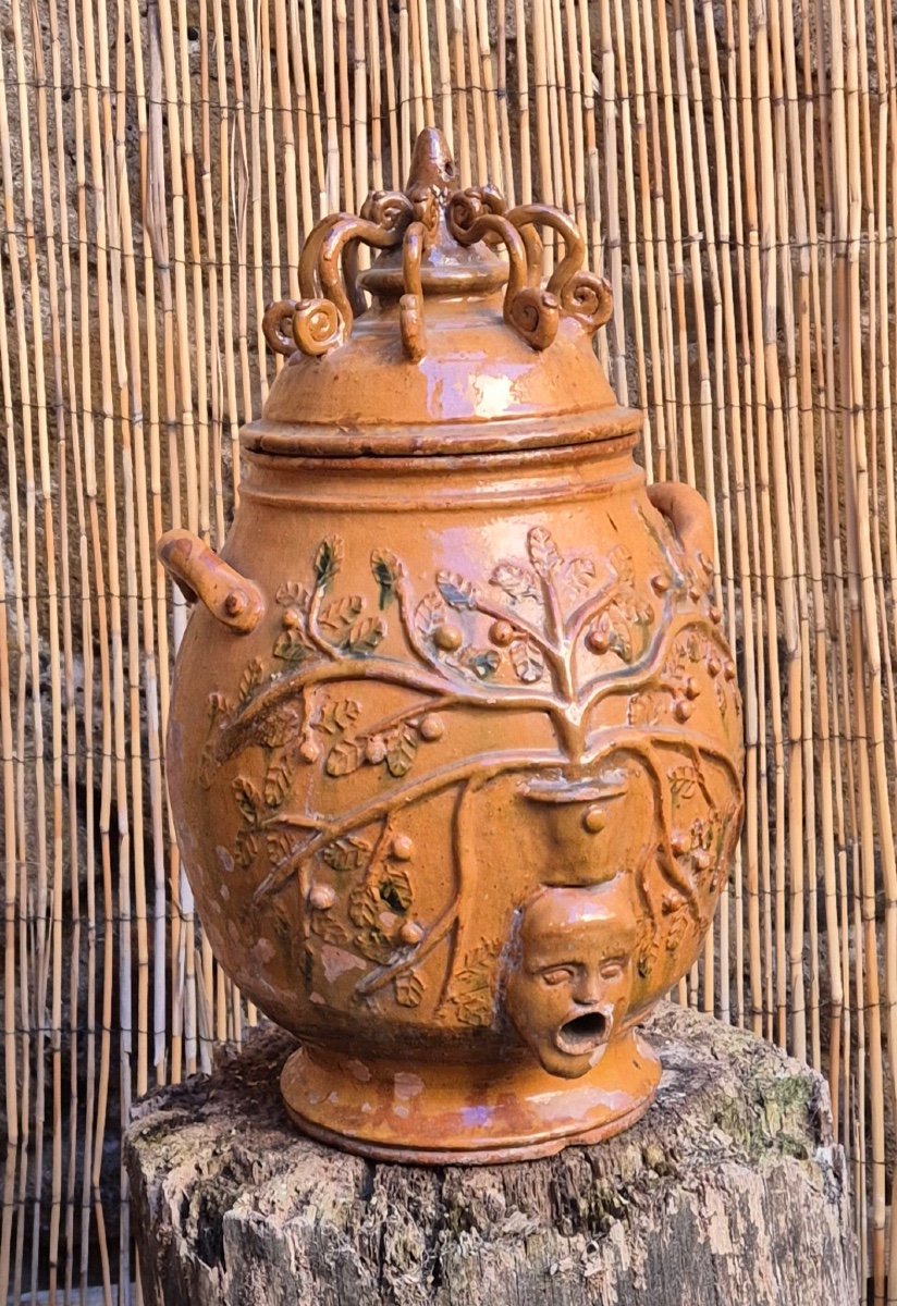 19th Century Enameled Terracotta Fountain