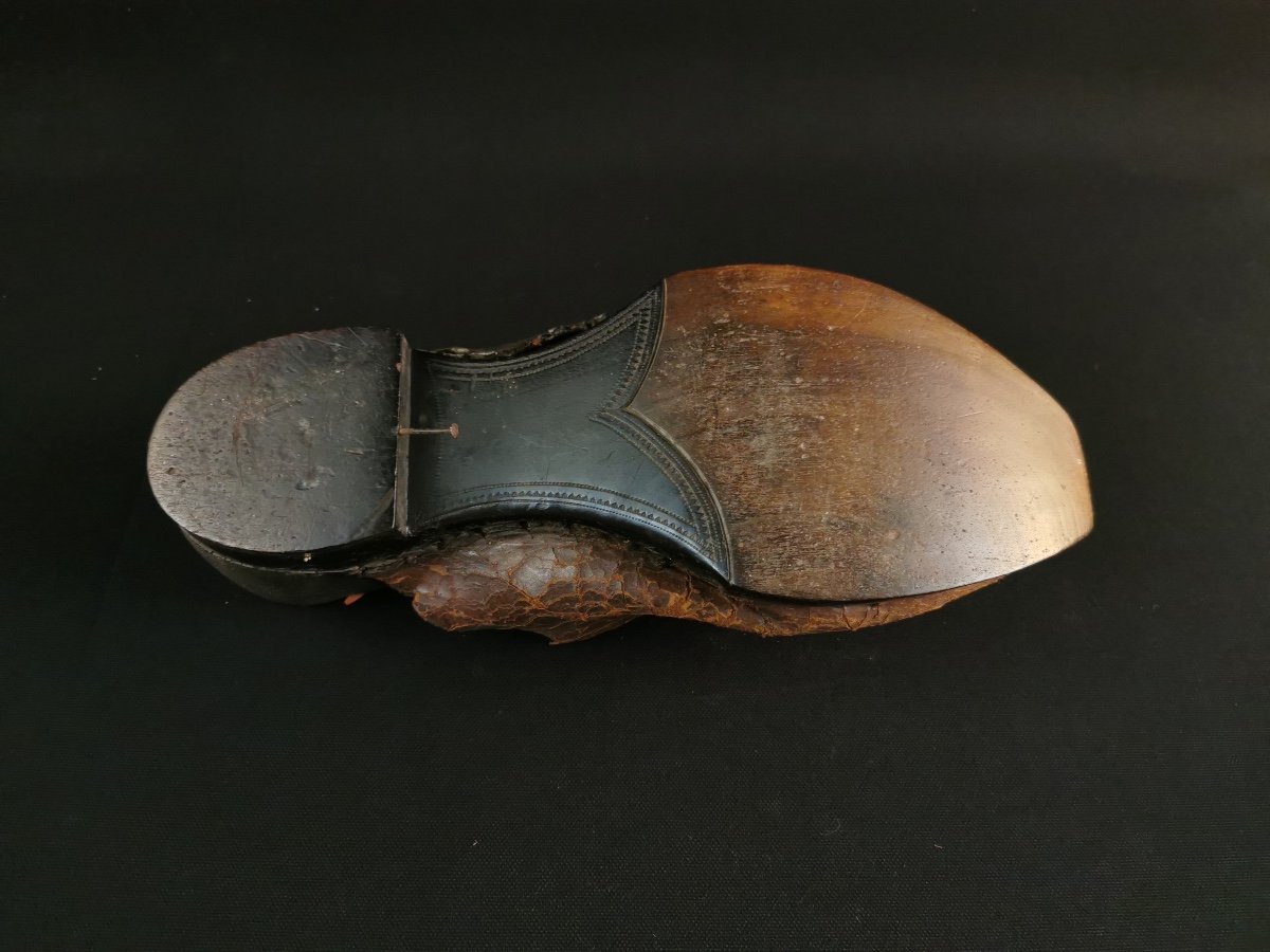 19th Century Popular Art Leather Clogs-photo-1