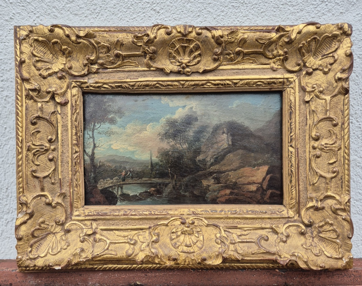 Pastoral Scene Late 18th Century Oil On Wood