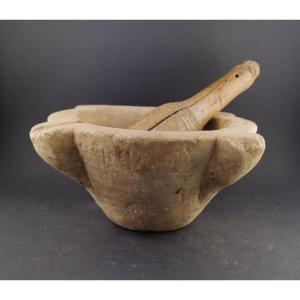18th Century Stone Mortar And Wooden Pestle