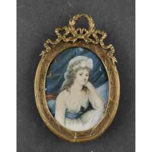 Miniature On Ivory Woman In Bust Late Eighteenth