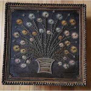 Large Decorative Pine Cone And Wicker Panel 1900