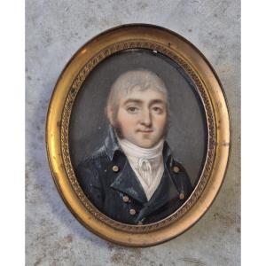 Miniature On Ivory, Portrait Of A Man, Early 19th Century