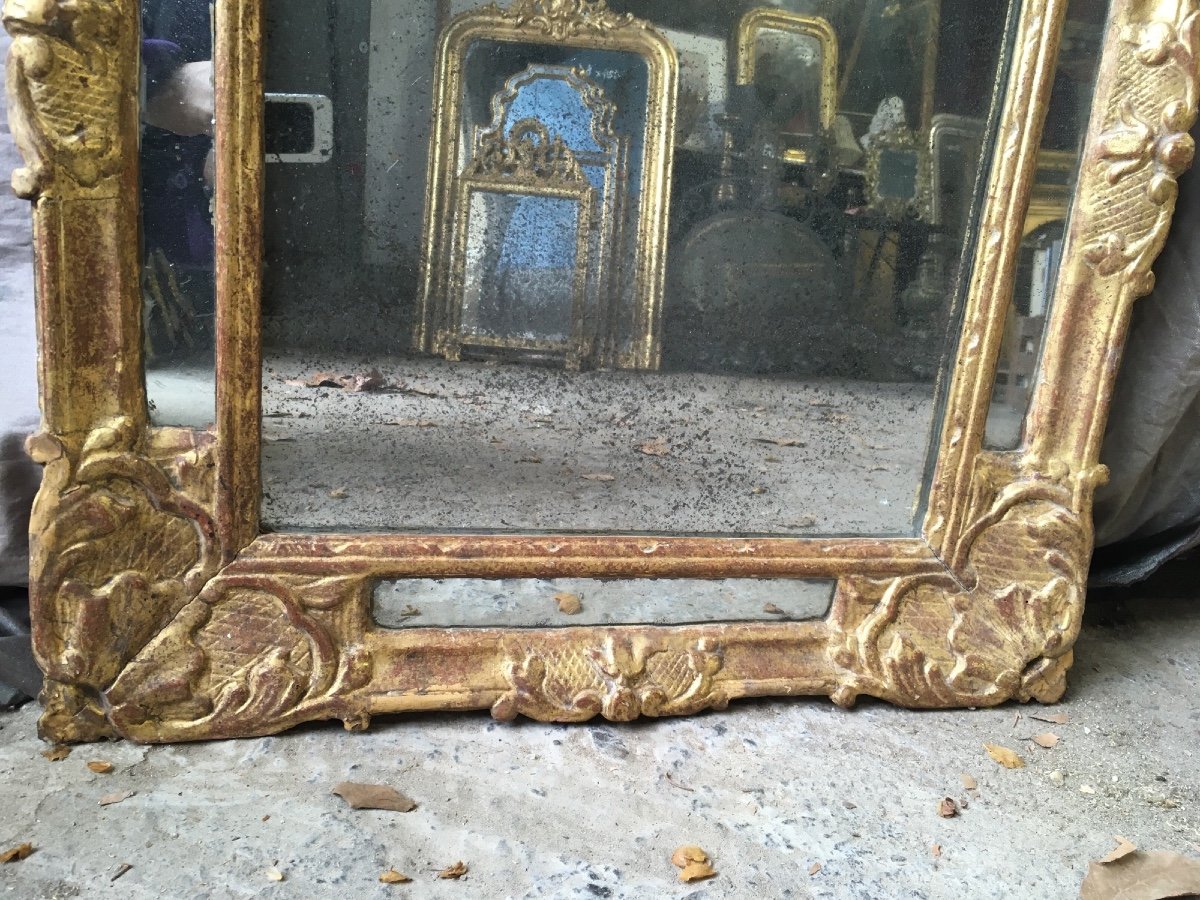 Miroir Louis XIV Avec Fronton élancé et ajouré-photo-2