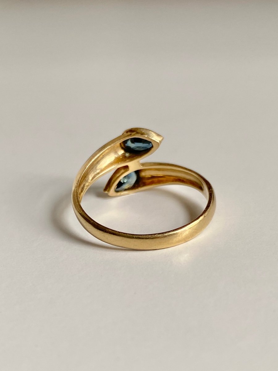 Toi & Moi Ring In 18k Yellow Gold Made Up Of Two Sapphires-photo-1