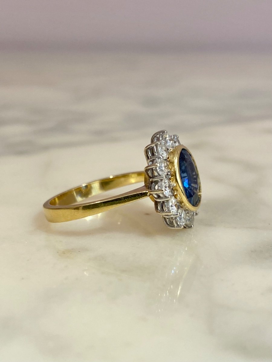 Bague Pompadour En Or 18k Saphir Et Diamants -photo-2