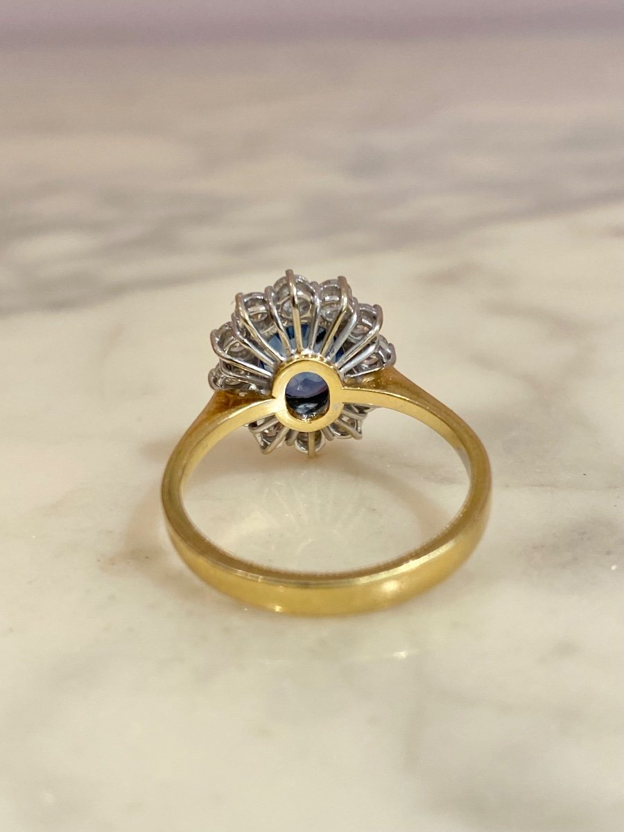 Bague Pompadour En Or 18k Saphir Et Diamants -photo-3