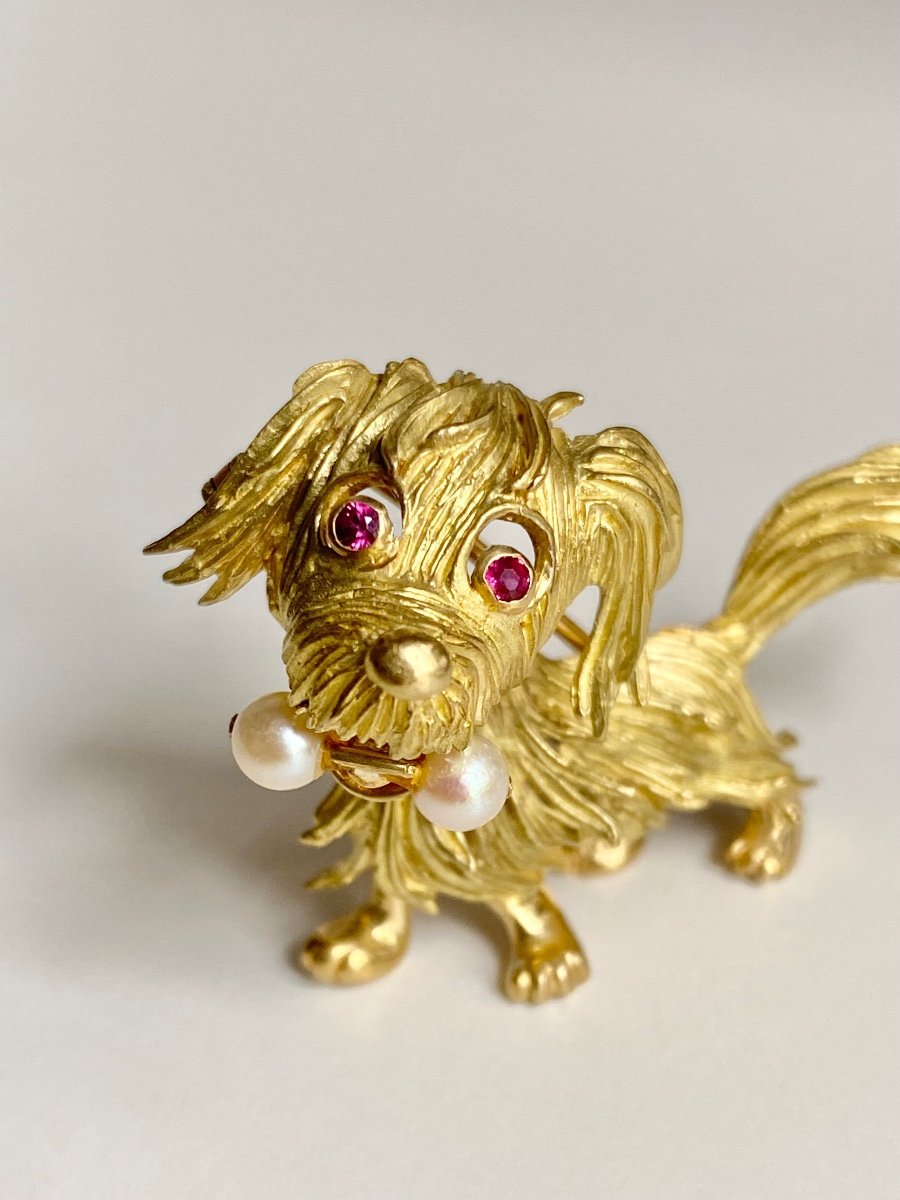 Broche « chien » En Or Jaune 18k -photo-2