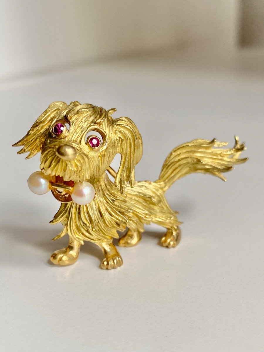 Broche « chien » En Or Jaune 18k -photo-3