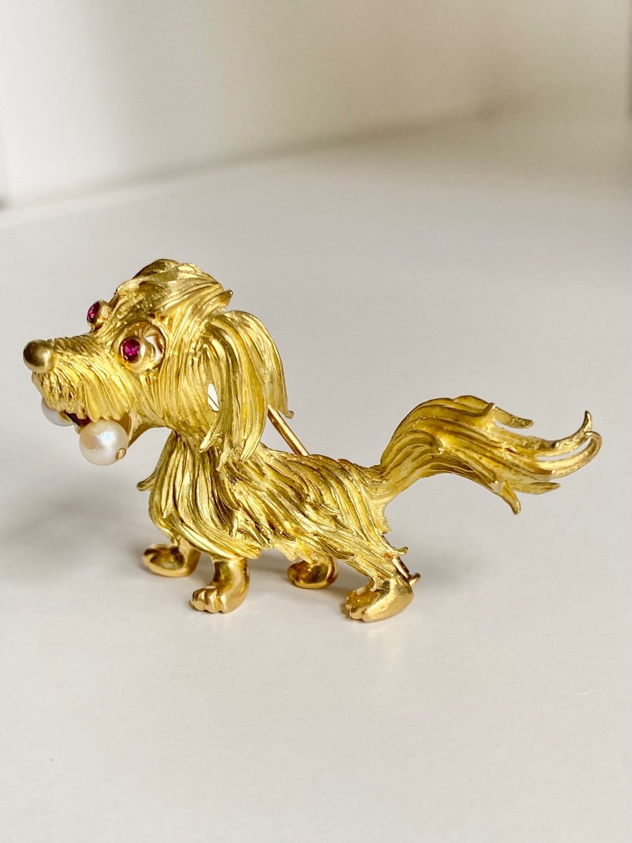 Broche « chien » En Or Jaune 18k -photo-4