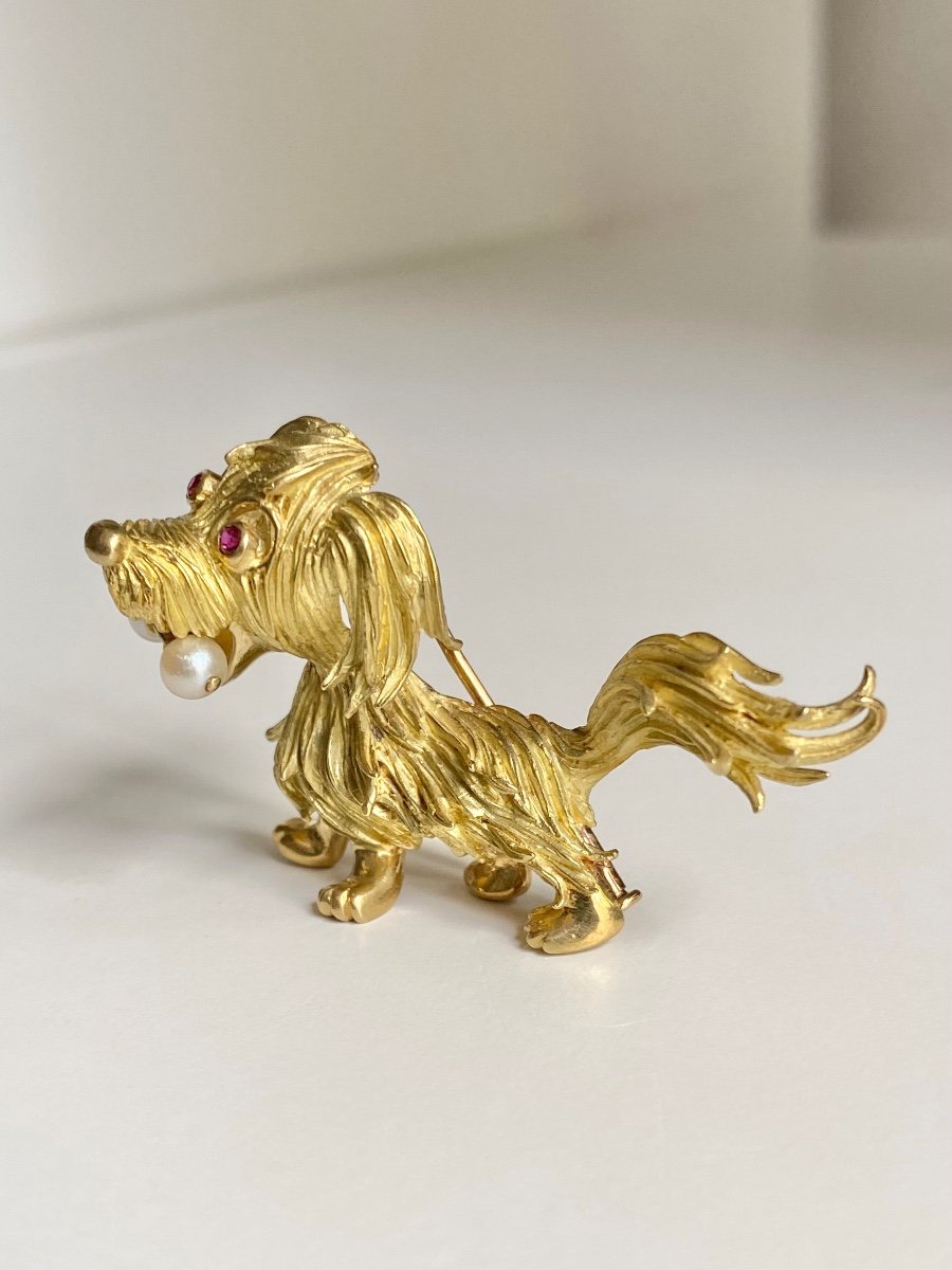 Broche « chien » En Or Jaune 18k -photo-1