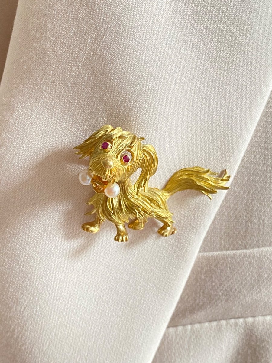 Broche « chien » En Or Jaune 18k -photo-4