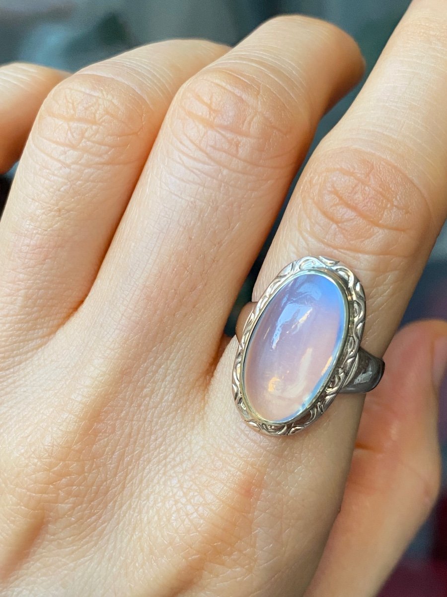 Antique 8k Rose Gold Ring Set With A Moonstone -photo-4