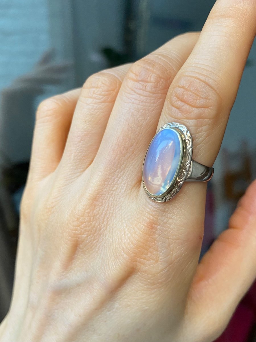 Antique 8k Rose Gold Ring Set With A Moonstone -photo-6