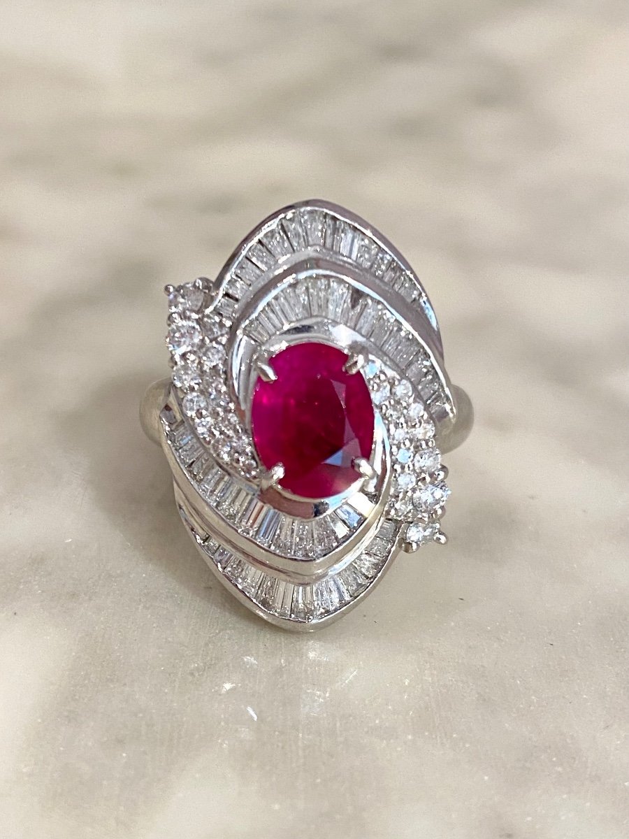 Important Platinum Ruby And Diamond Ring -photo-2