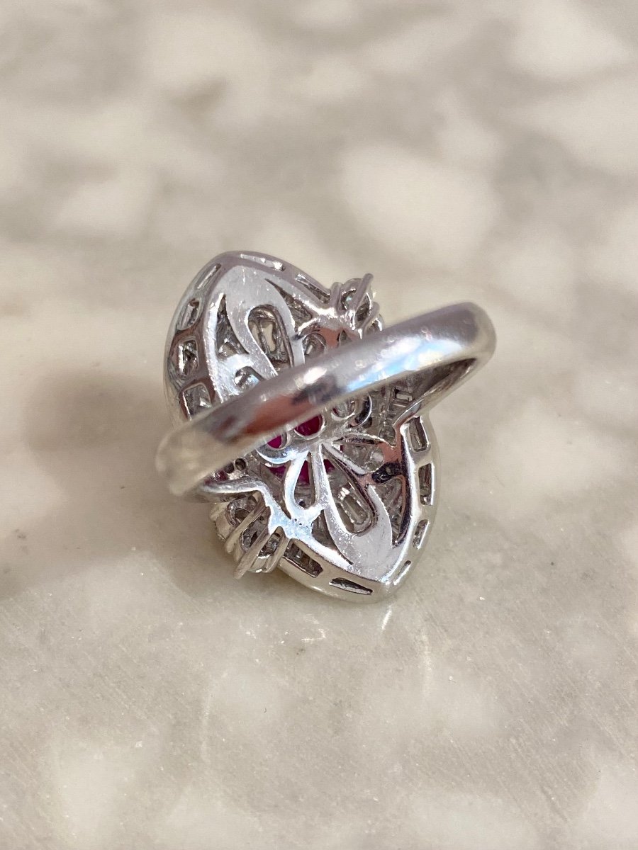 Important Platinum Ruby And Diamond Ring -photo-1