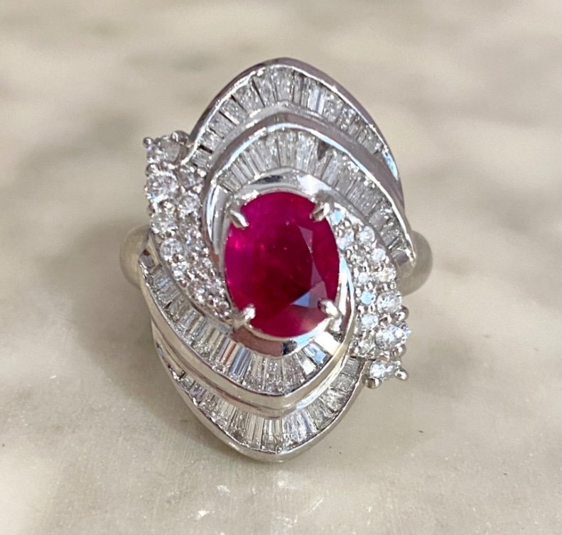 Important Platinum Ruby And Diamond Ring 