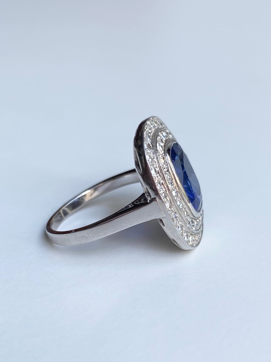 Bague En Or Blanc 18k Saphir Et Diamants -photo-4