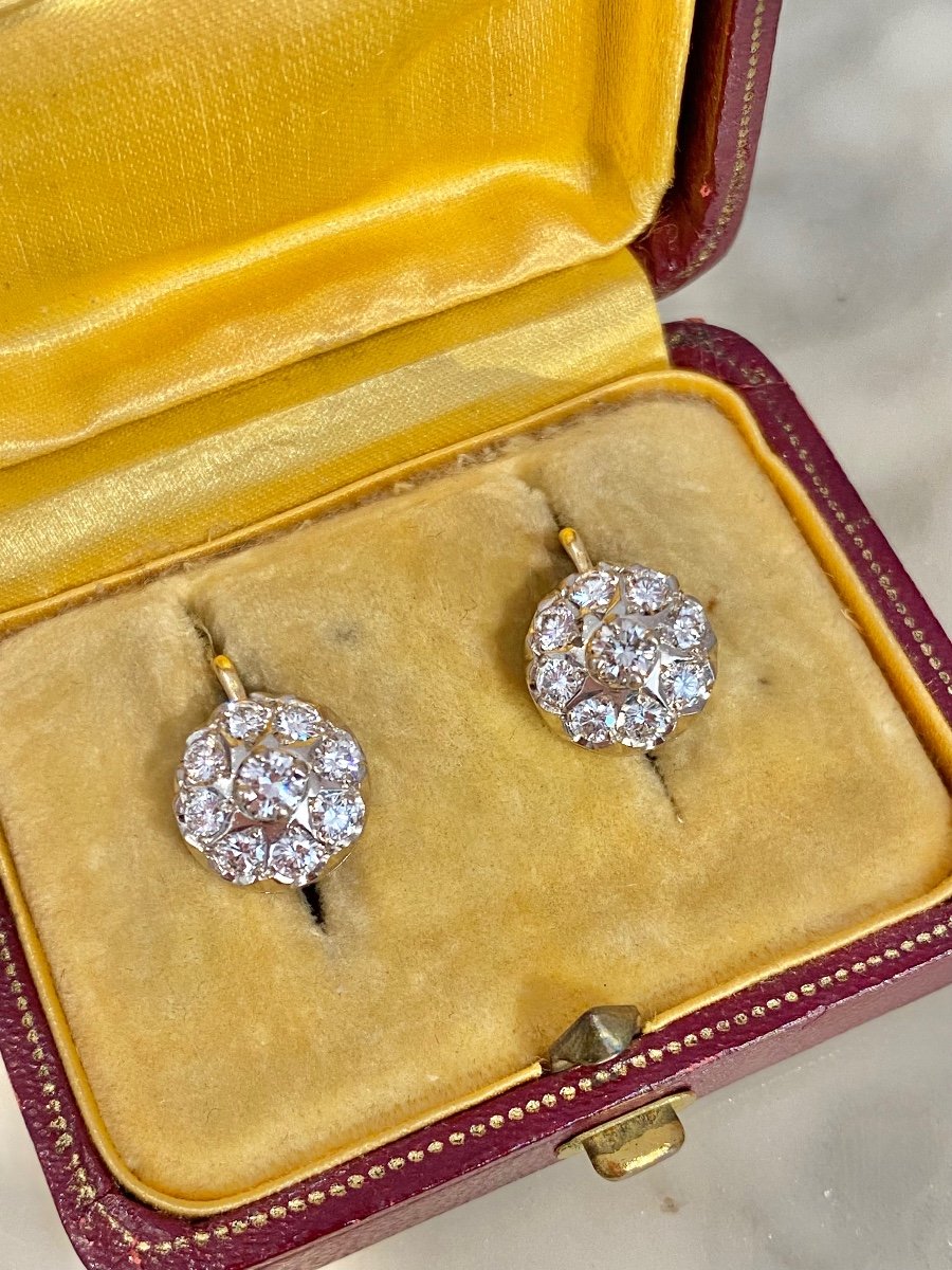 18k Yellow And White Gold Diamond Earrings -photo-3