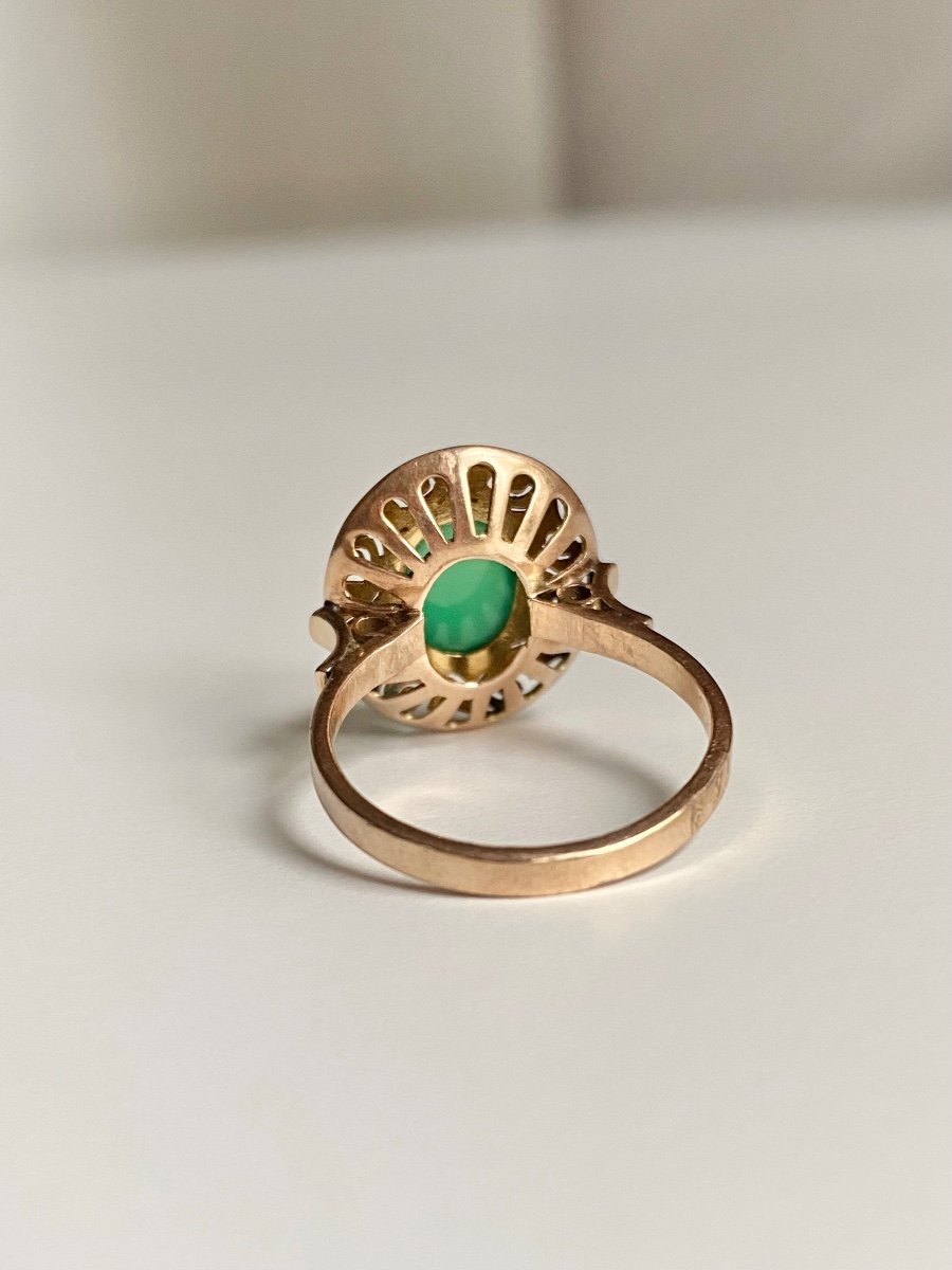 Bague En Or Rose 14k Sertie D’une Chrysoprase-photo-1