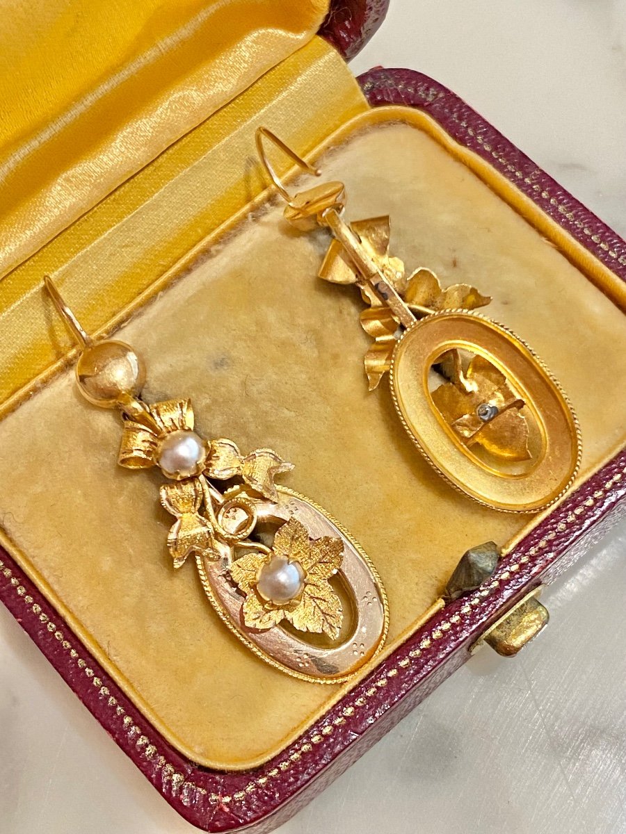 Boucles d'Oreilles Anciennes En Or 18k -photo-1