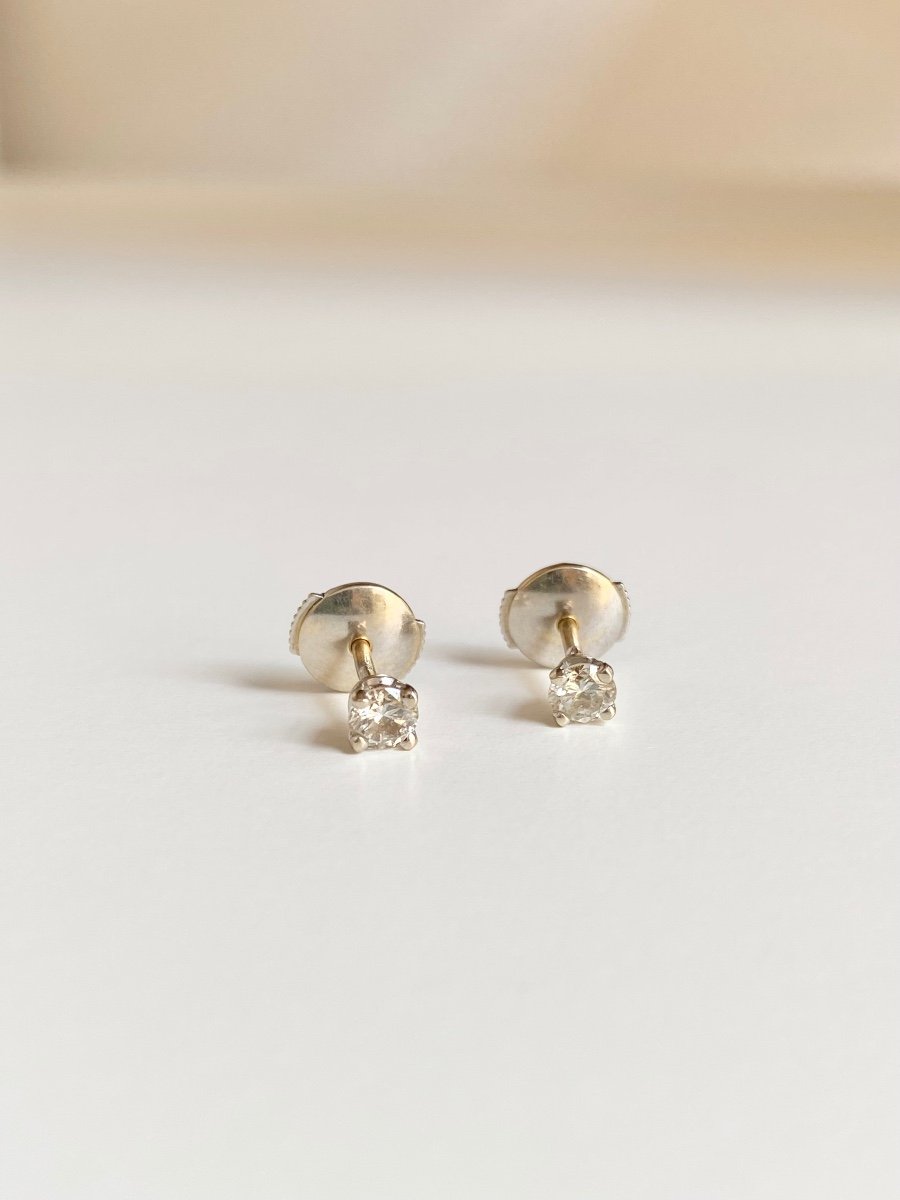 Boucles D’oreilles En Or Blanc 18k Et Diamants -photo-3