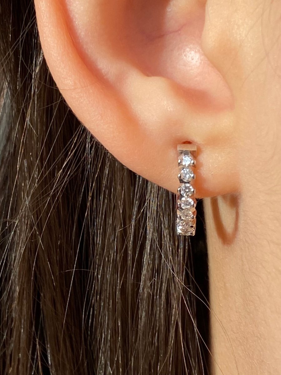 18k White Gold Diamond Hoop Earrings -photo-3