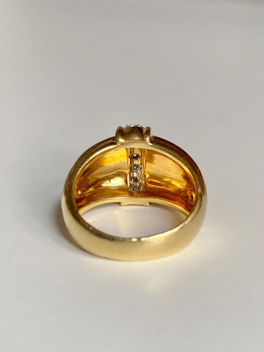 Bague Godronné En Or 18k Et Diamants -photo-1