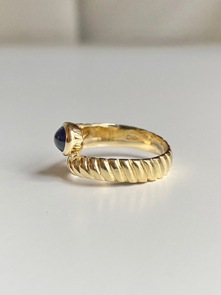 18k Yellow Gold Snake Shaped Godronné Ring -photo-2