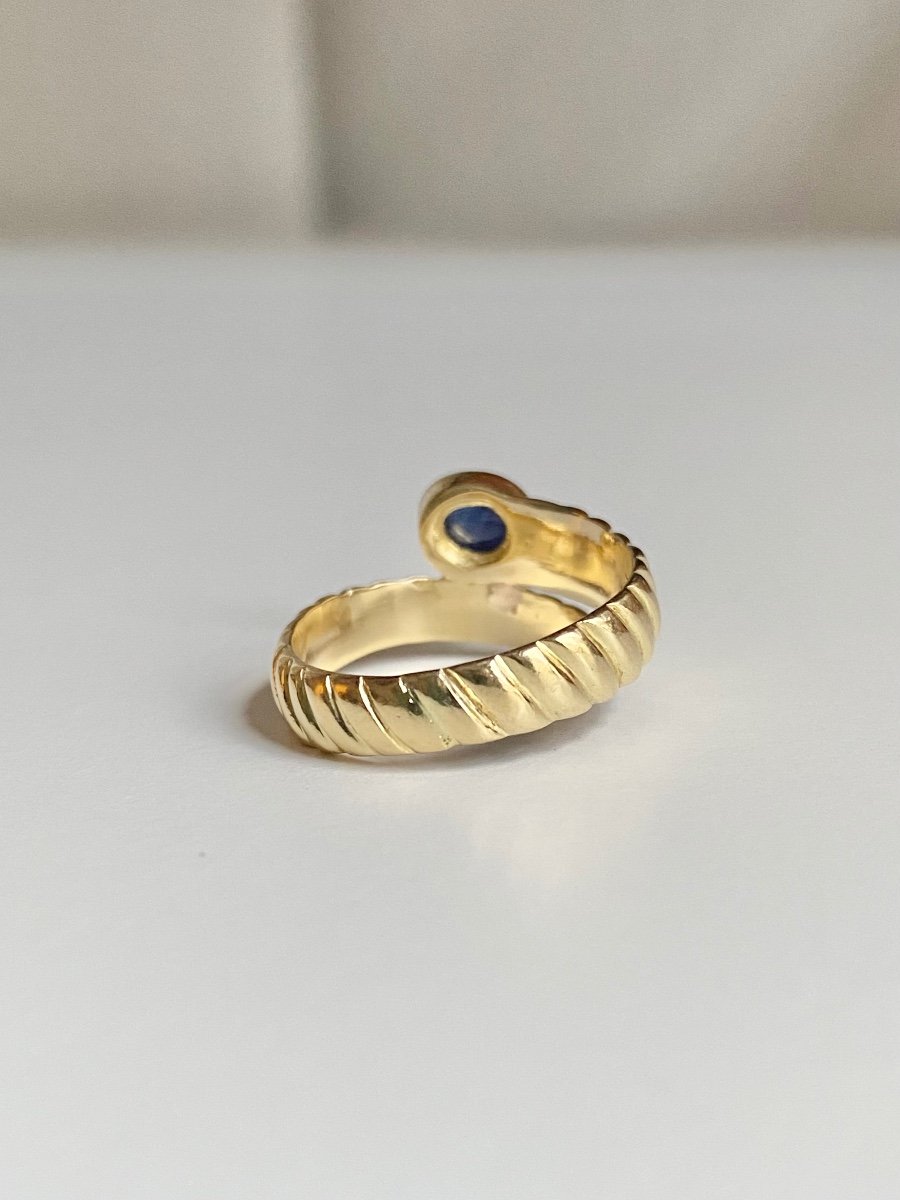 18k Yellow Gold Snake Shaped Godronné Ring -photo-3