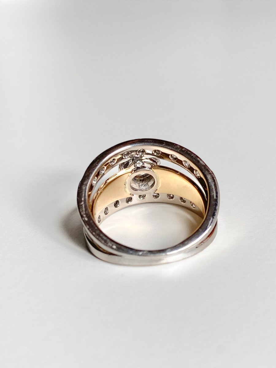 Modern Ring In 18k White And Rose Gold And Diamonds -photo-3