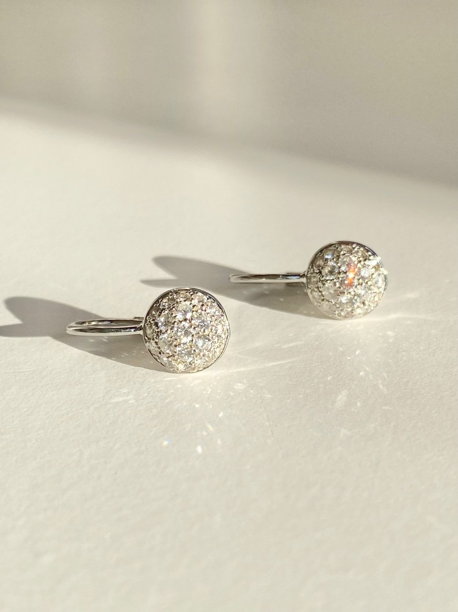 Boucles d'Oreilles En Or Blanc 18k Et Diamants -photo-2